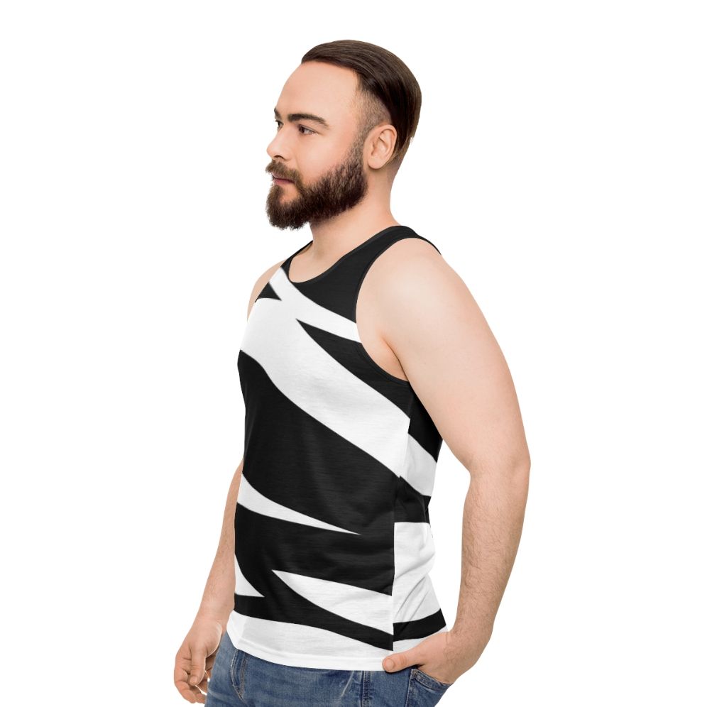 Modern abstract waves graphic unisex tank top - men side