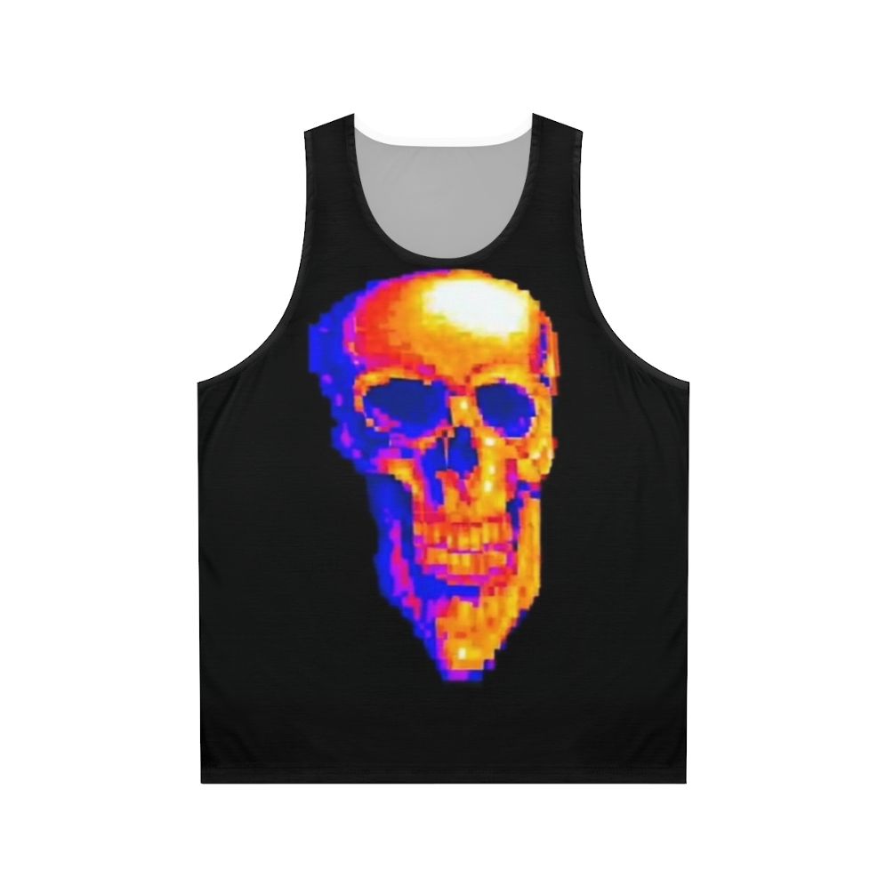 Unisex MDE tank top with skull and pixel art design