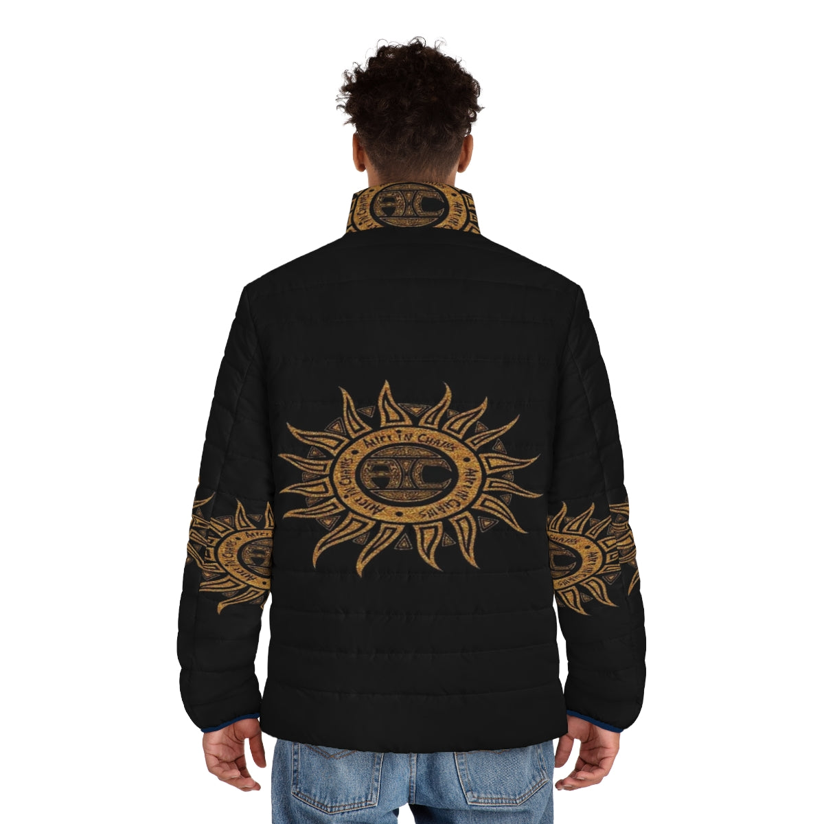 Stylish puffer jacket with skull and death metal-inspired design - men back