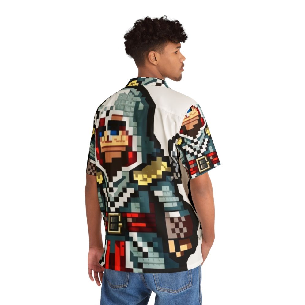 Pixel Art Assassin's Creed Hawaiian Shirt - Flat lay