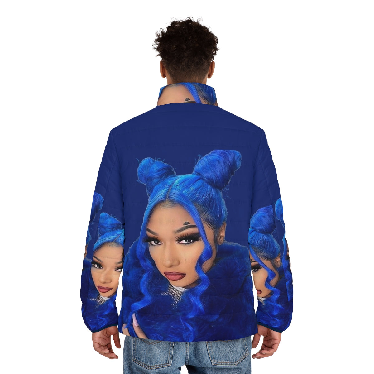 Megan Thee Stallion Puffer Jacket, featuring the popular rapper's branding and hot girl summer aesthetic - men back