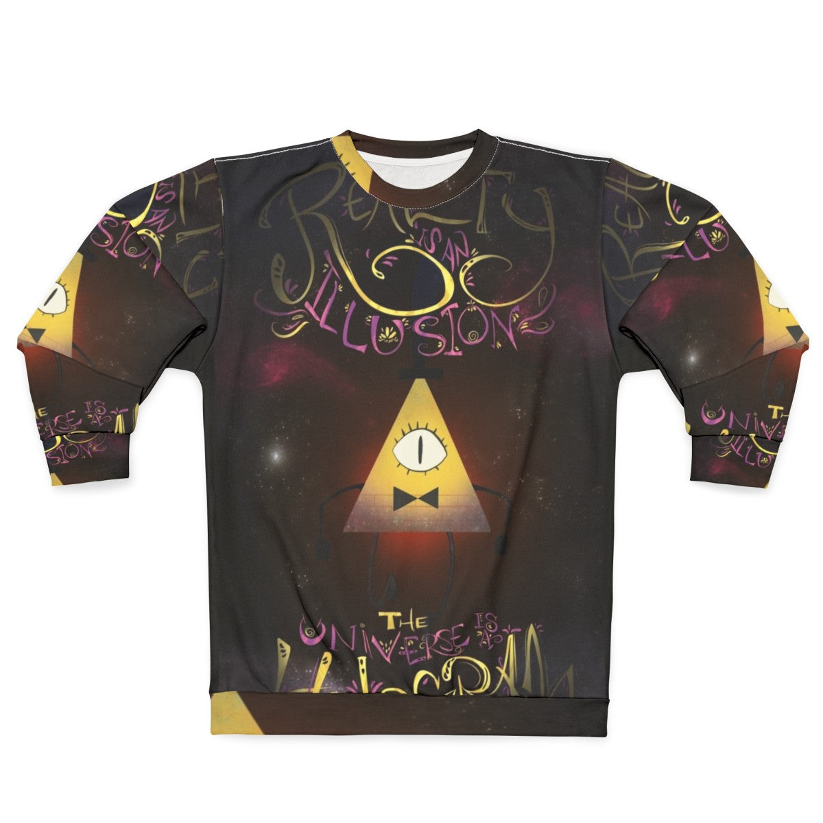 Bill Cipher "Reality Is An Illusion" Gravity Falls Holographic Sweatshirt