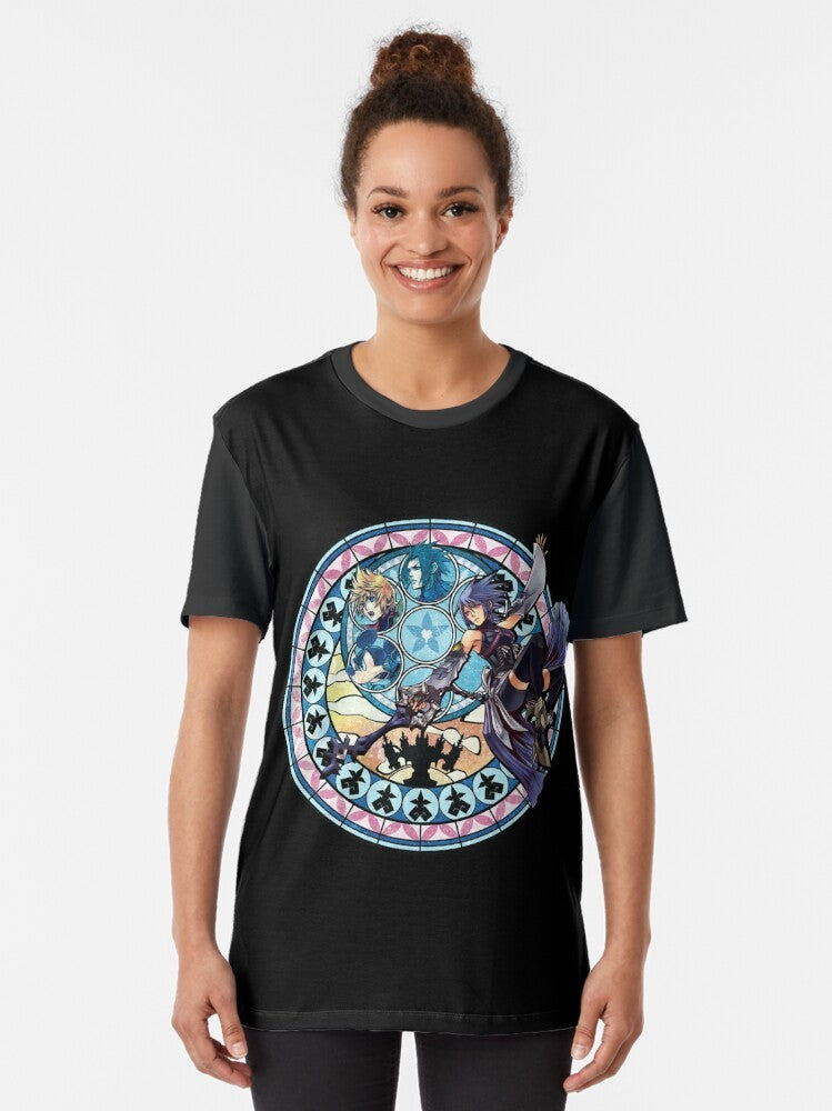 Kingdom Hearts Aqua's Heart Graphic T-Shirt featuring the character Aqua from the Kingdom Hearts video game series. - Women