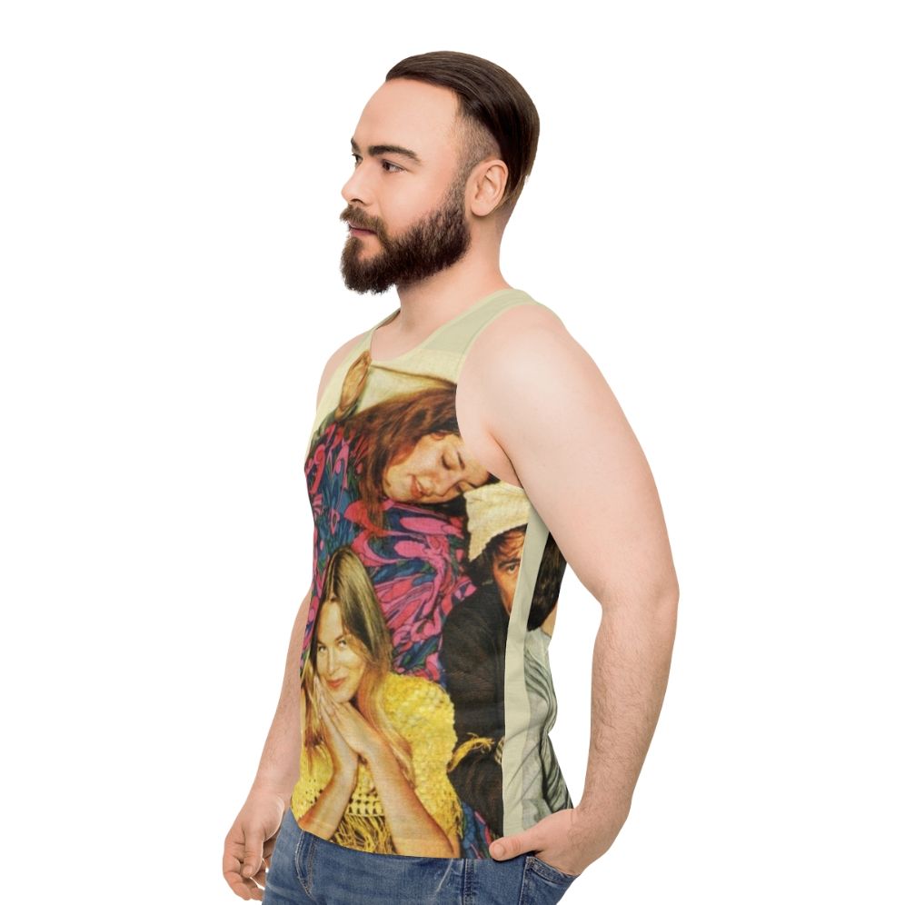 Retro unisex tank top with The Mamas and The Papas inspired design - men side