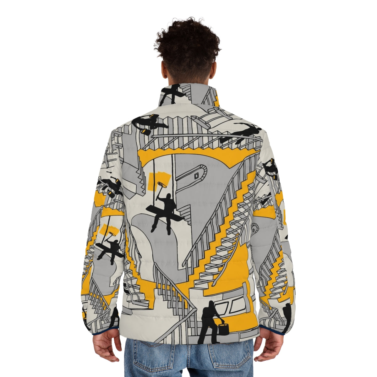 Home Improvement Dimension Puffer Jacket with geometric and architectural design - men back