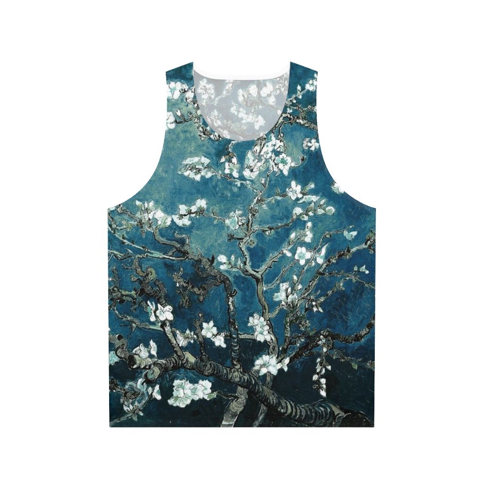 Vintage inspired Van Gogh Almond Blossoms Teal Unisex Tank Top