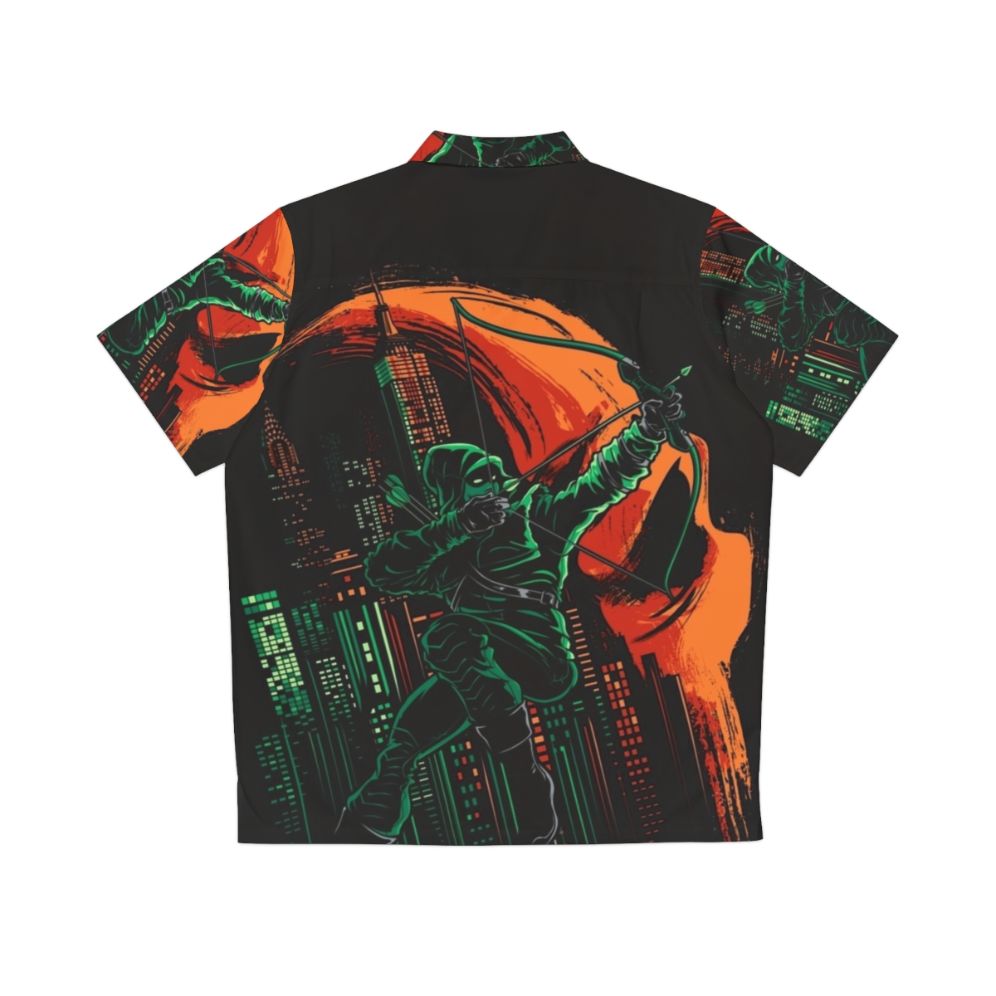 Green Hawaiian Shirt featuring Oliver Queen's Vigilante and Deathstroke Villain from DC Comics - Back