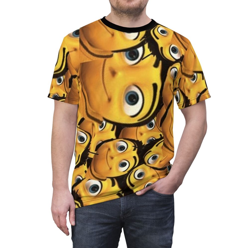 Bee Movie inspired meme design on an all-over print t-shirt - men front