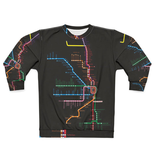 Chicago Transit Map Sweatshirt featuring a detailed map of the Chicago transportation system