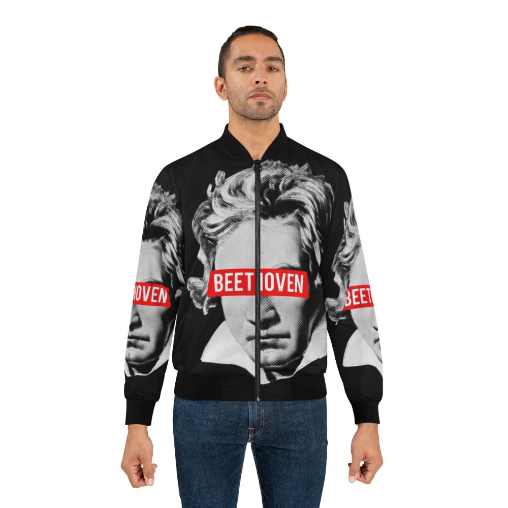 Beethoven Classical Music Bomber Jacket with Halftone Design - Lifestyle