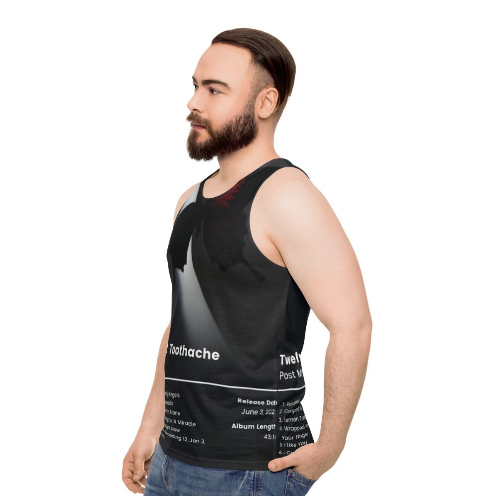 Minimalist music-inspired unisex tank top - men side