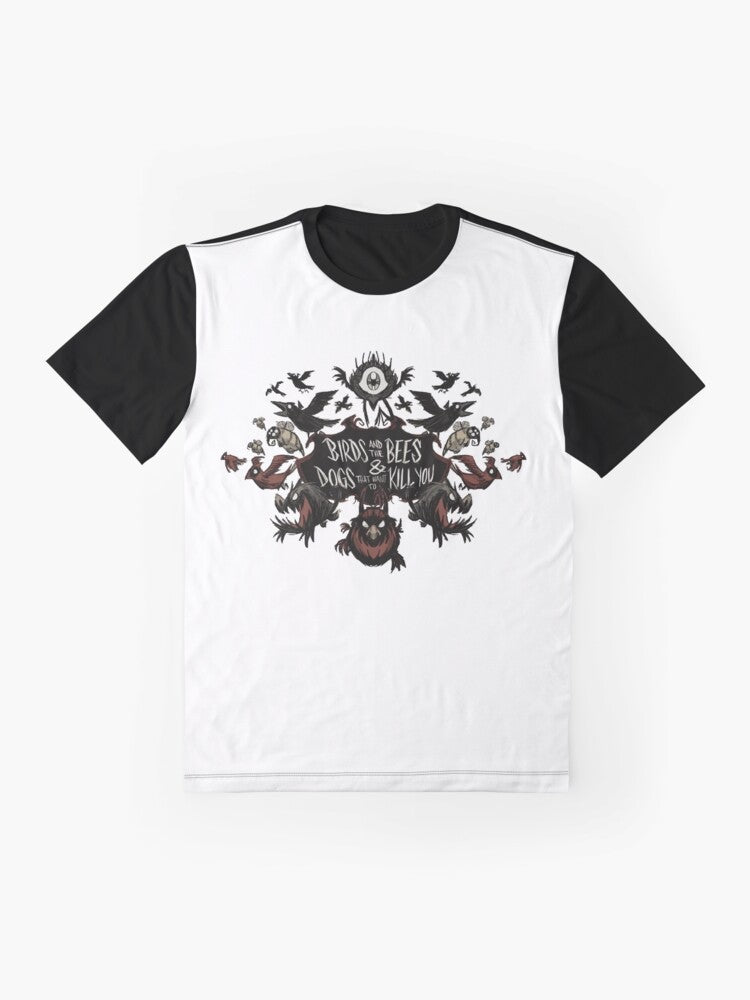 Don't Starve Birds and Bees Graphic T-Shirt - Horror Survival Game Inspired Design - Flat lay