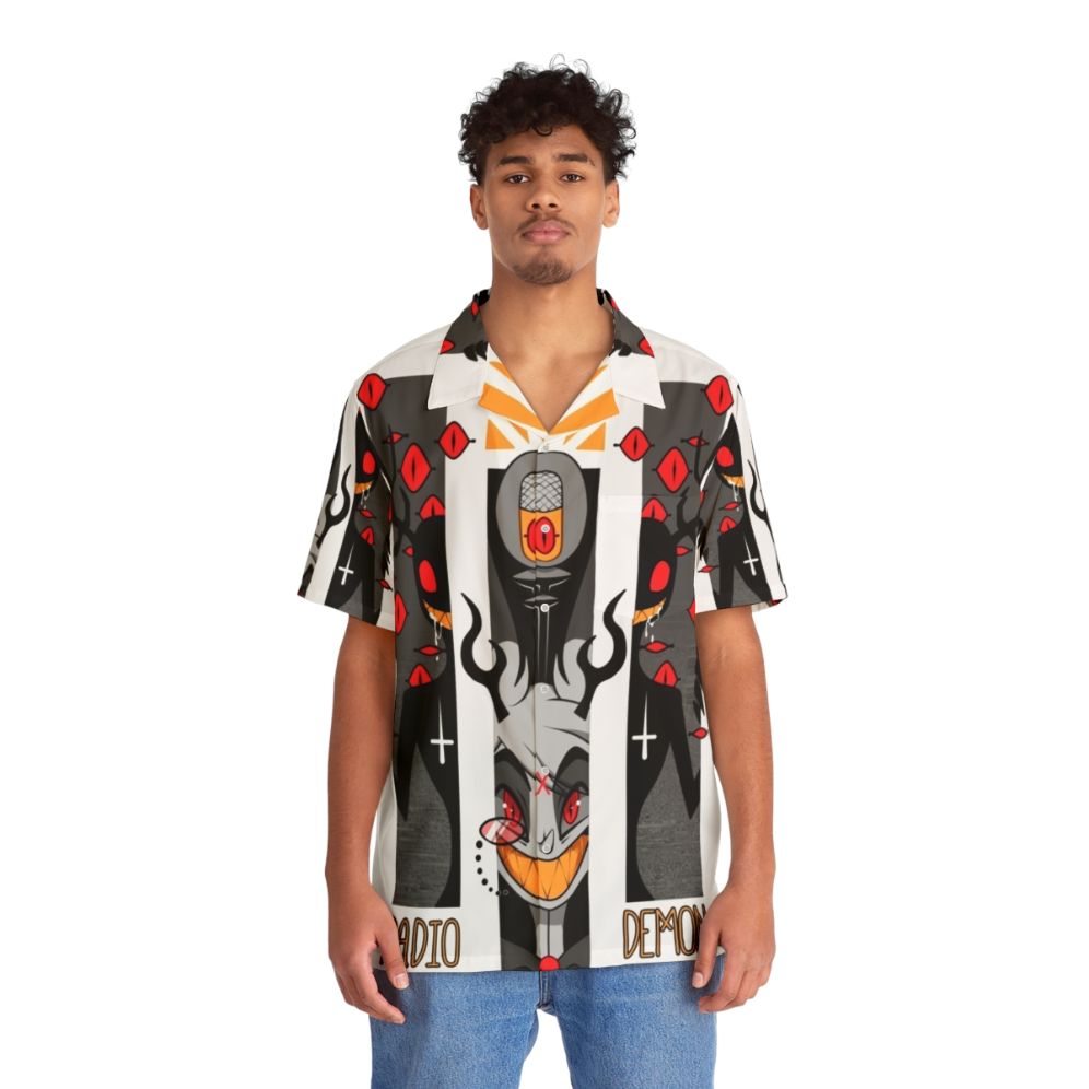 Demonic Hawaiian Shirt with Hazbin Hotel character Alastor - People Front