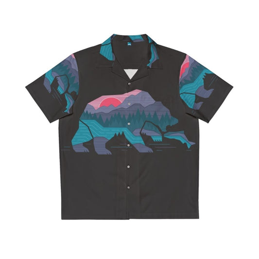 Bear Country Hawaiian Shirt with Minimalist Bear Wildlife Design