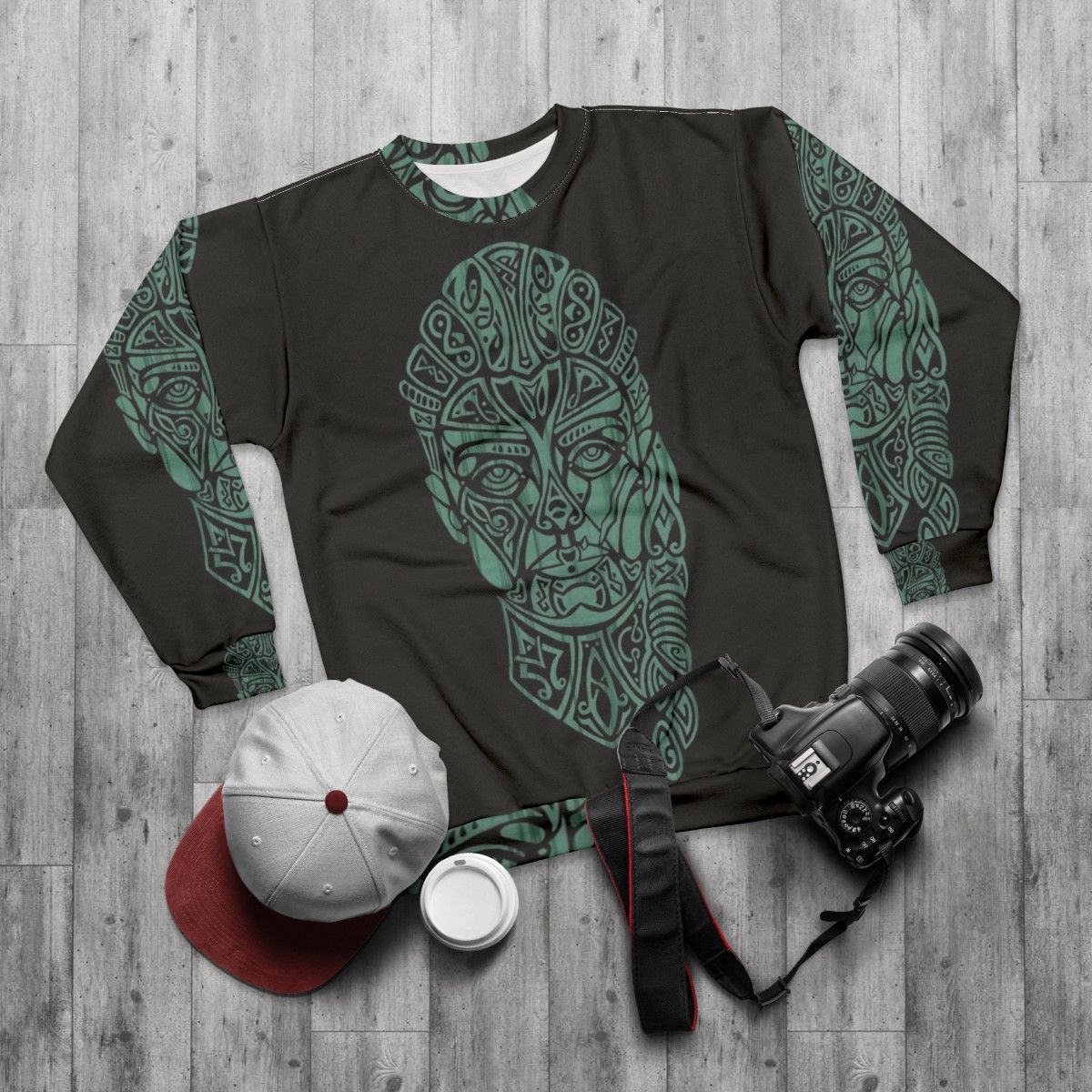 Assassin's Creed Eivor Celtic Portrait Sweatshirt - flat lay