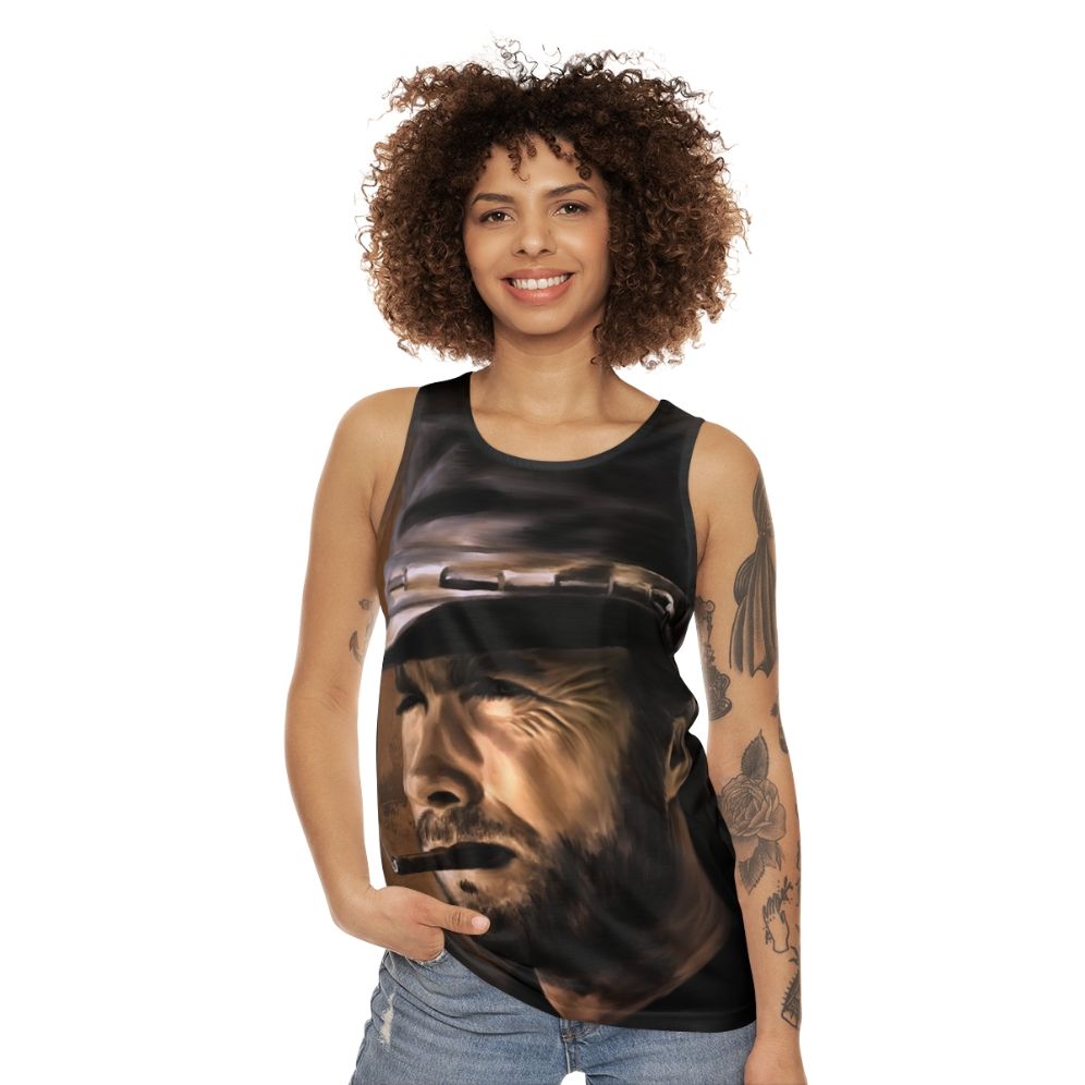 Cowboy unisex tank top with vintage western design - women