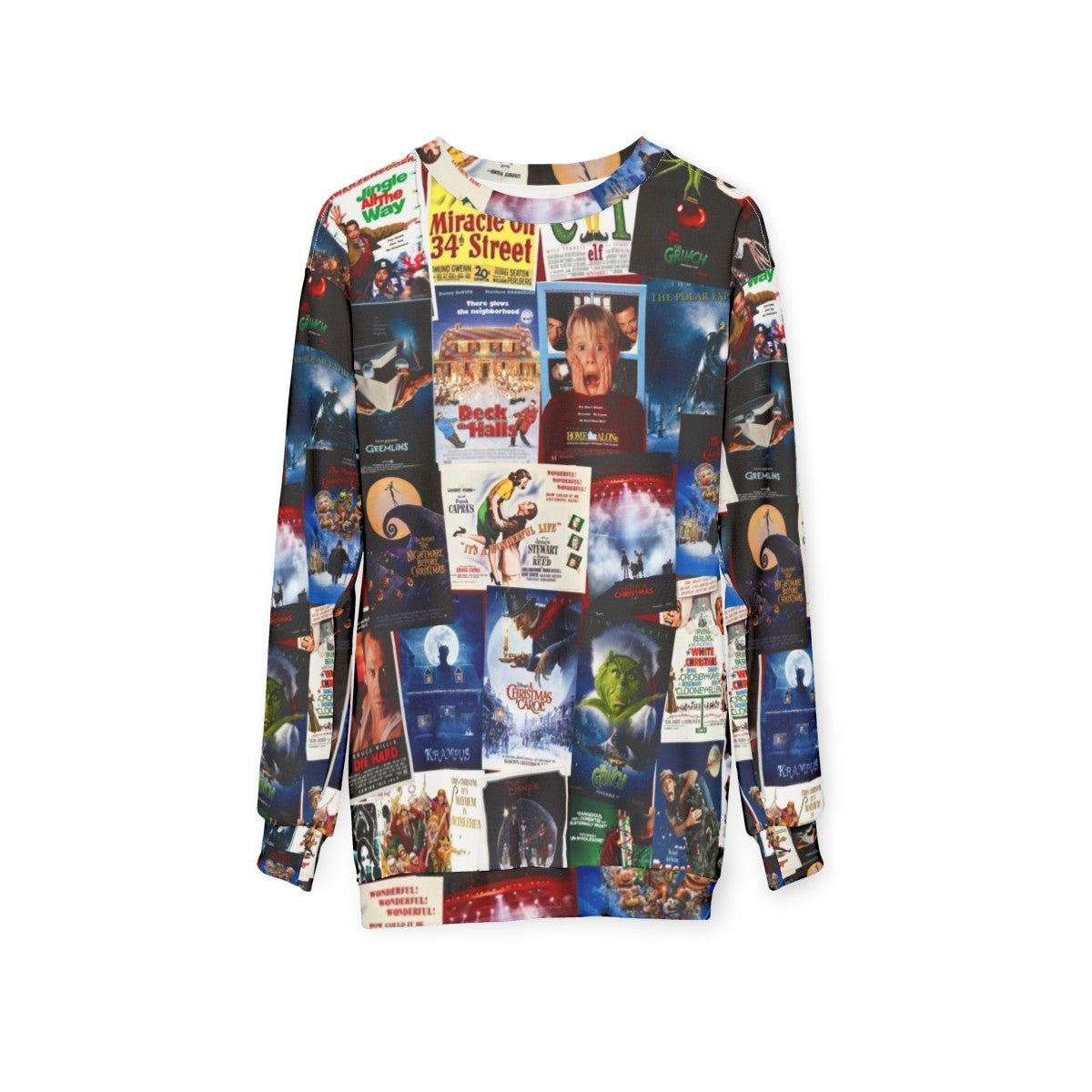 Movie Collage Christmas Sweatshirt - hanging