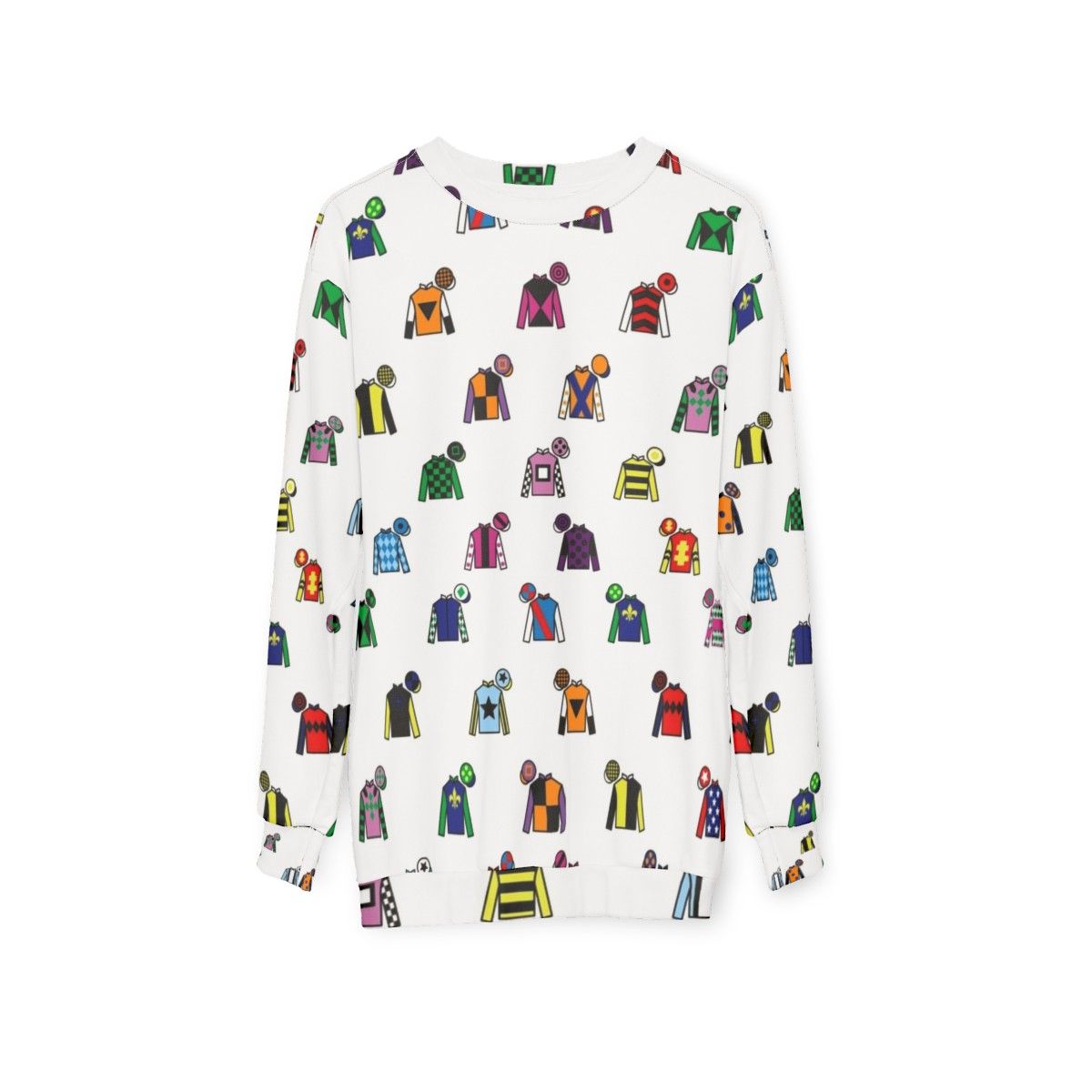 Colorful jockey silks horse racing sweatshirt - hanging