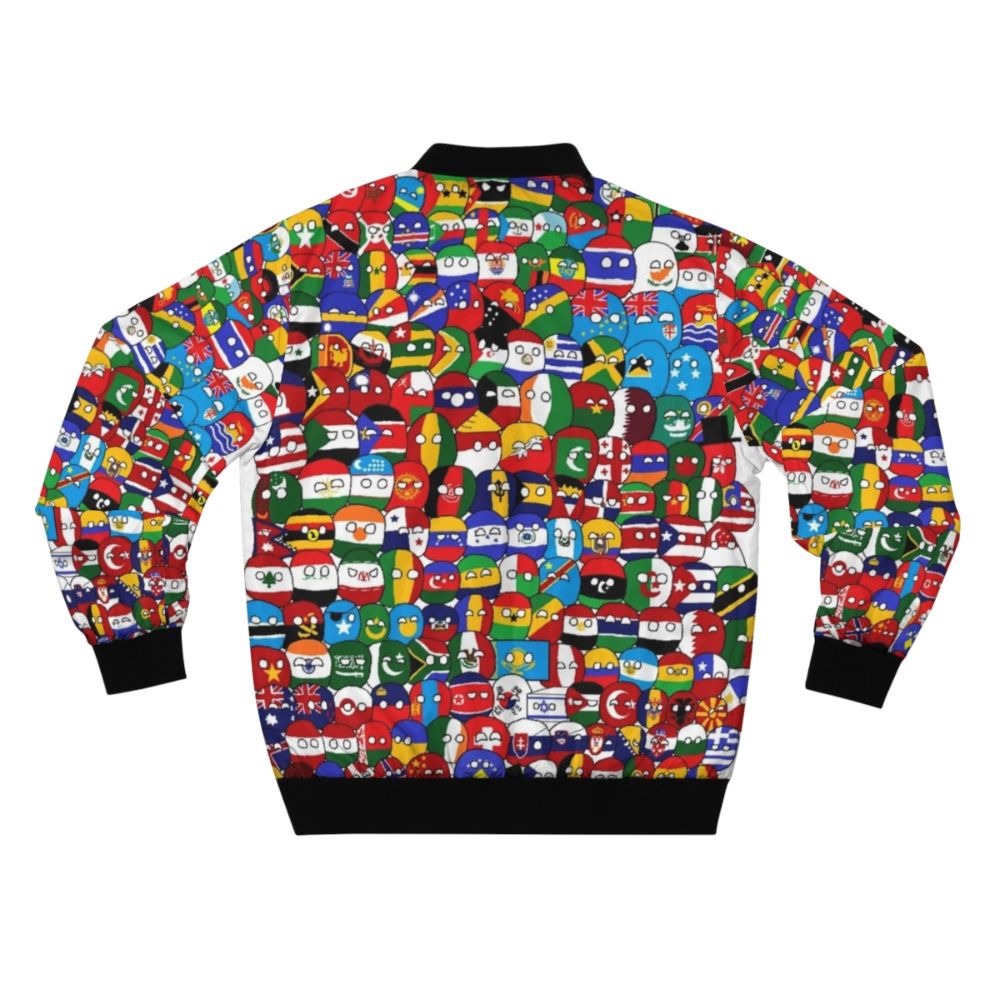 Polandball bomber jacket featuring a globe and national flags design - Back