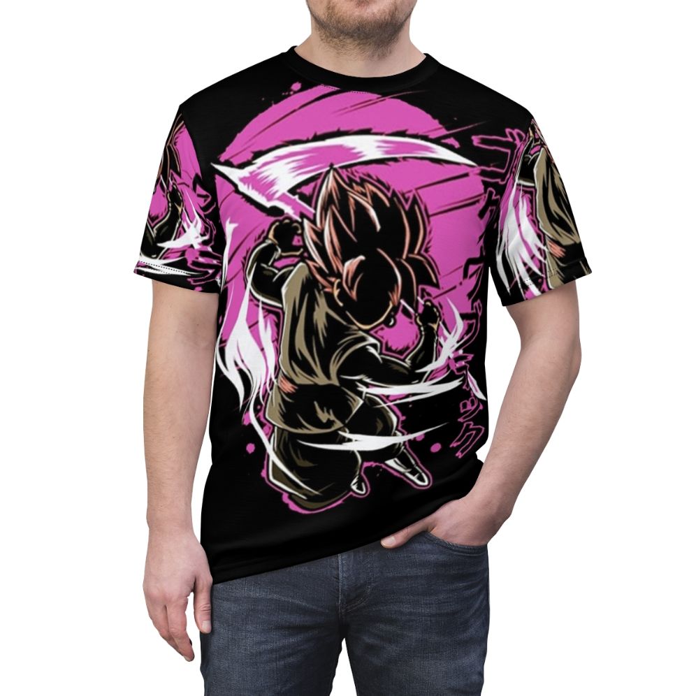 Goku Black Inspired T-Shirt with Anime Manga Fan Art Design - men front