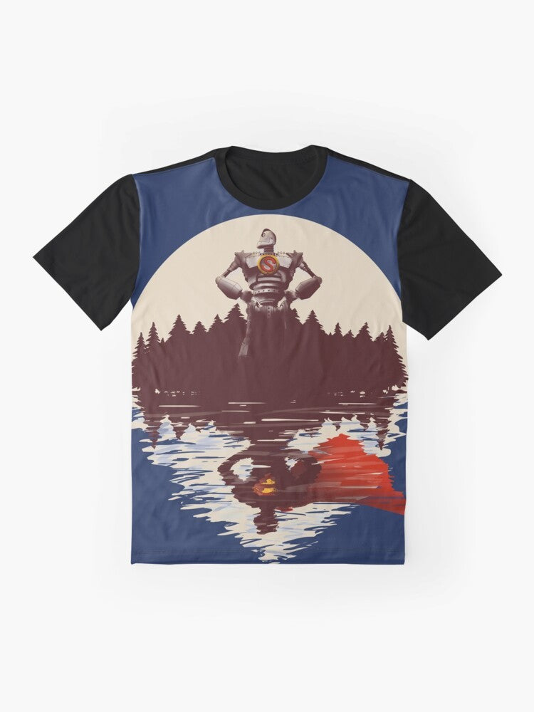 The Iron Giant Graphic T-Shirt featuring the heroic superhero character from the animated film. - Flat lay