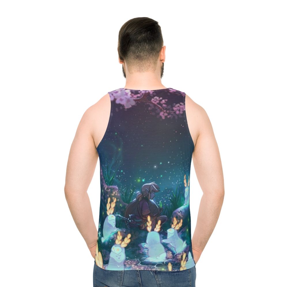 Blupee Sanctuary unisex tank top with whimsical Breath of the Wild design - men back