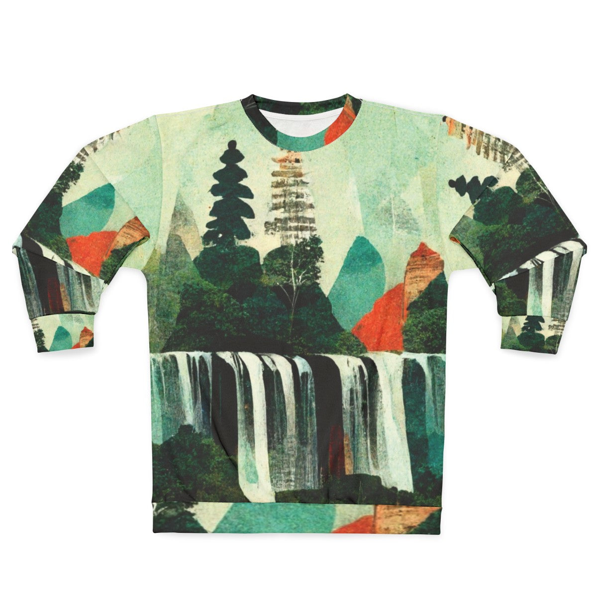 Waterfalls Artwork Collage Sweatshirt