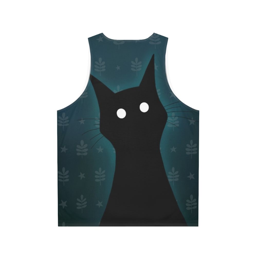 Spooky black cat illustration on a unisex tank top - Back