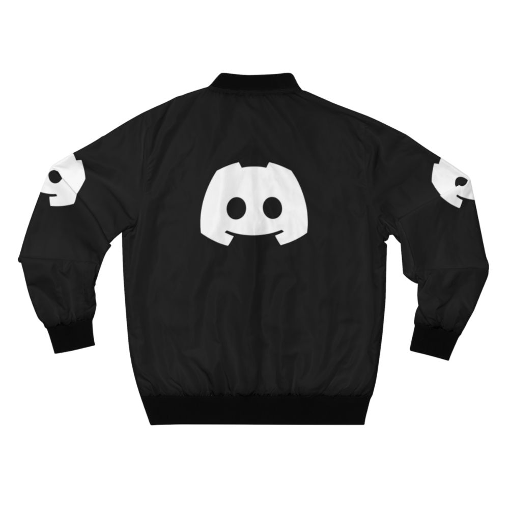 Discord logo printed on a black bomber jacket - Back