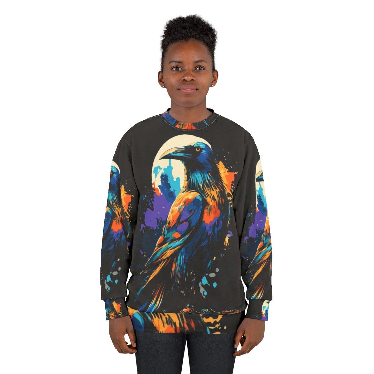 Cute Crow Ravens Crows Colorful Sweatshirt - women