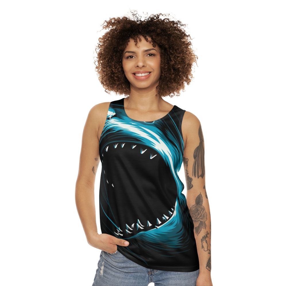 Megalodon shark attack unisex summer tank top - women