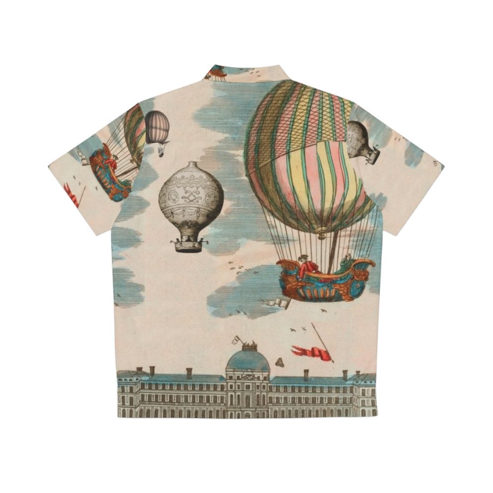 Vintage french hot air balloon hawaiian shirt with antique illustration - Back