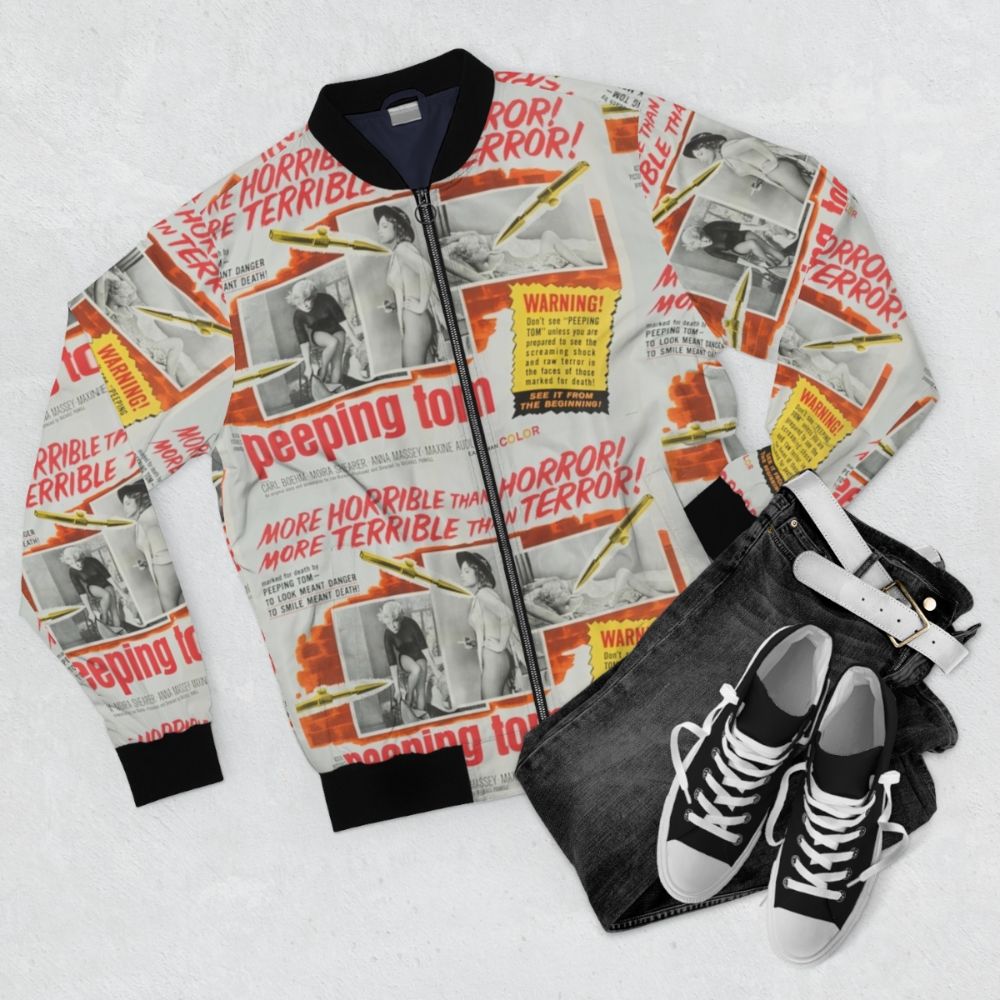 Peeping Tom (1960) vintage-inspired bomber jacket - Flat lay