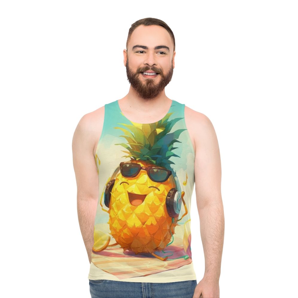 Pineapple tank top with headphones design - men