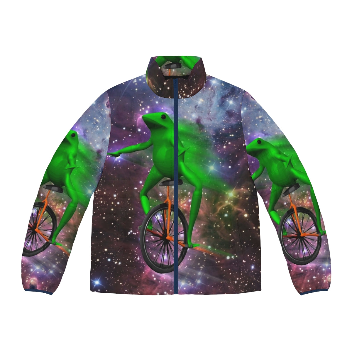 Dat Boi meme puffer jacket with astronaut and outer space design