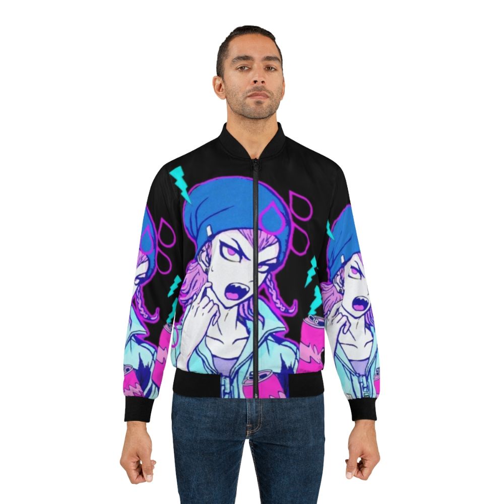 Pastel-colored bomber jacket featuring the character Kazuichi Souda from the anime/video game Danganronpa - Lifestyle