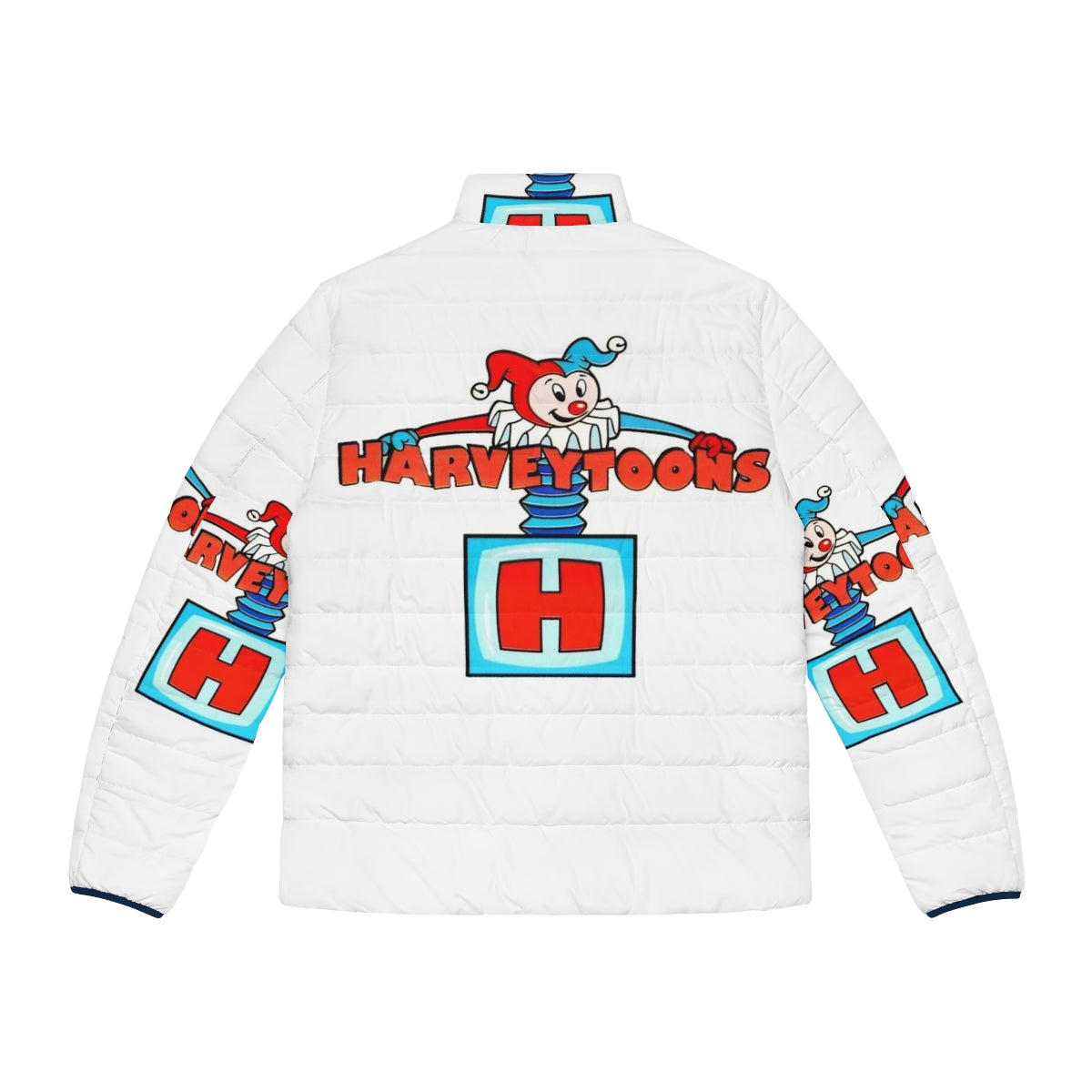 Harveytoons character logo puffer jacket featuring classic comic characters - Back