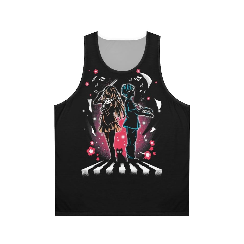 Anime tank top featuring characters from the popular anime series "Your Lie in April"