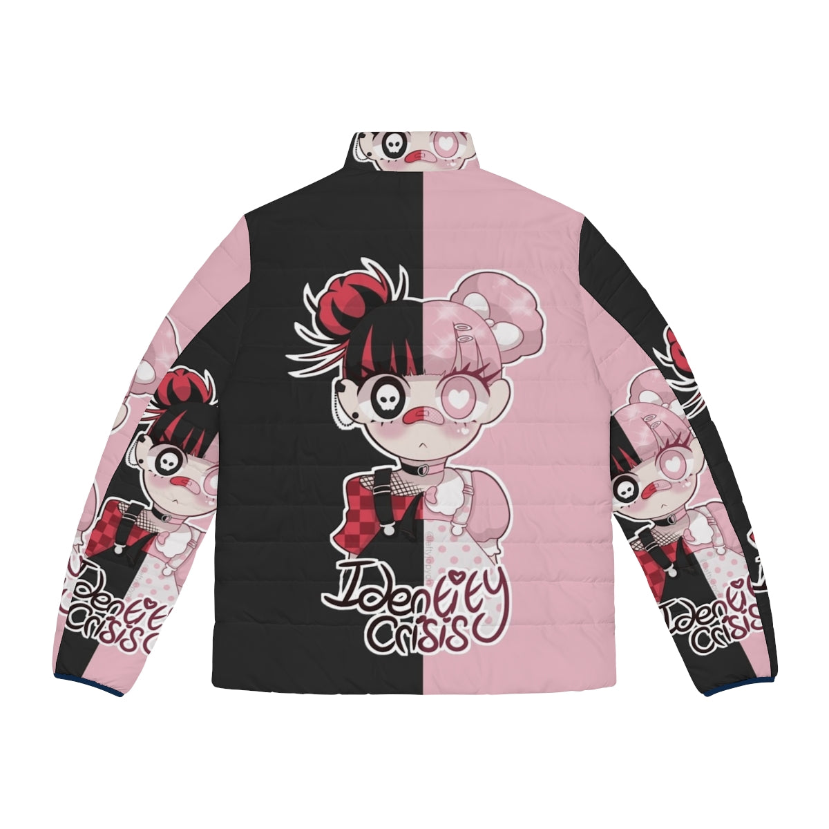 Anime inspired puffer jacket with kawaii, yami kawaii, and yume kawaii design elements - Back