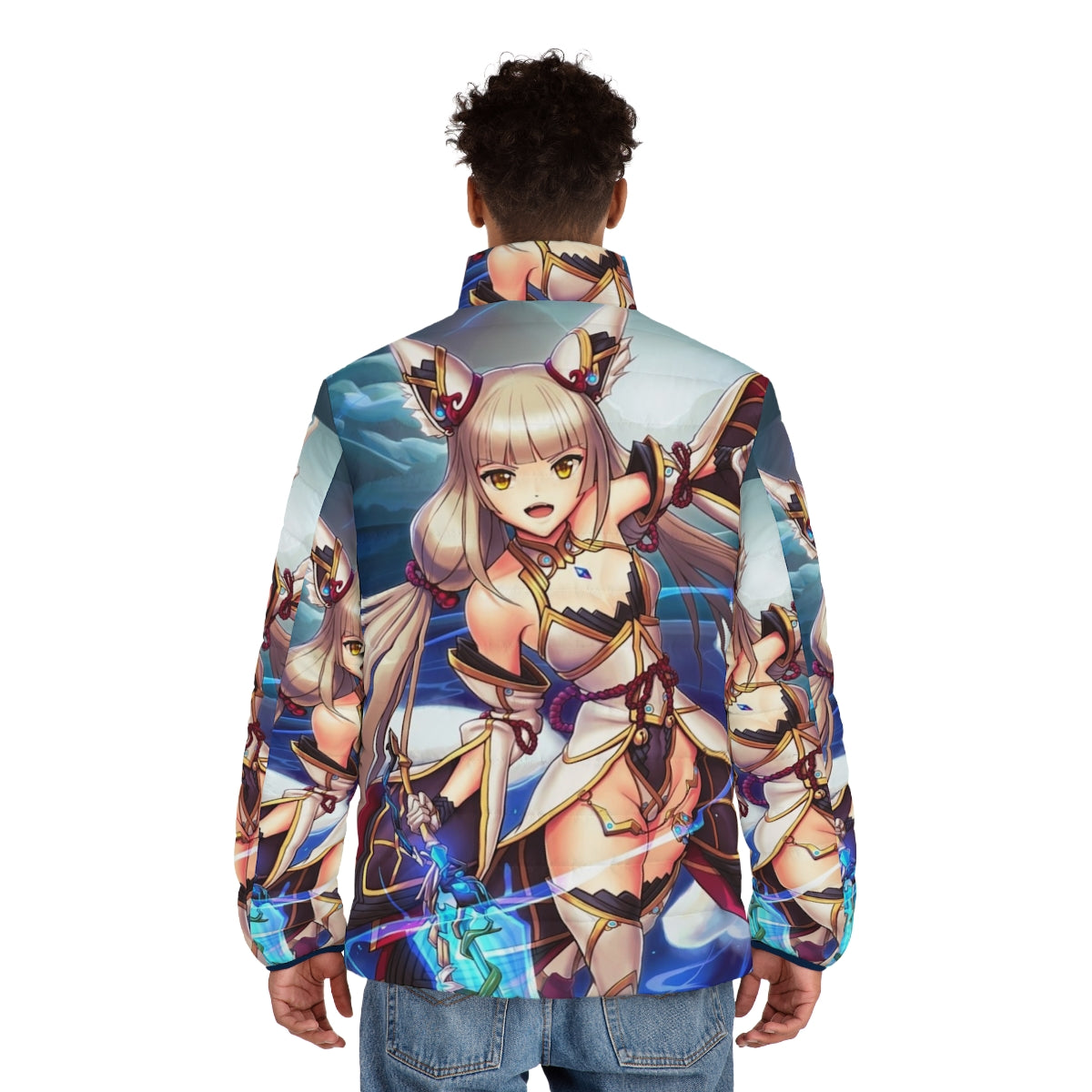 Nia Blade Puffer Jacket - Anime-inspired winter jacket featuring a catgirl design - men back