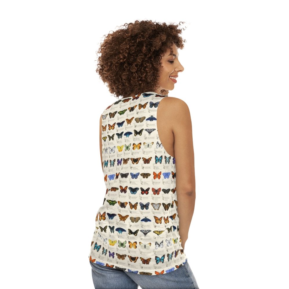 Butterflies Of North America unisex tank top with nature and science graphic design - women back