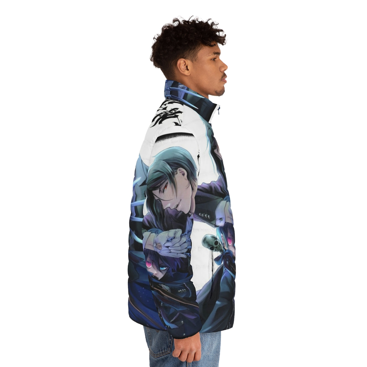 Black Butler anime-inspired puffer jacket with cozy winter design - men side right