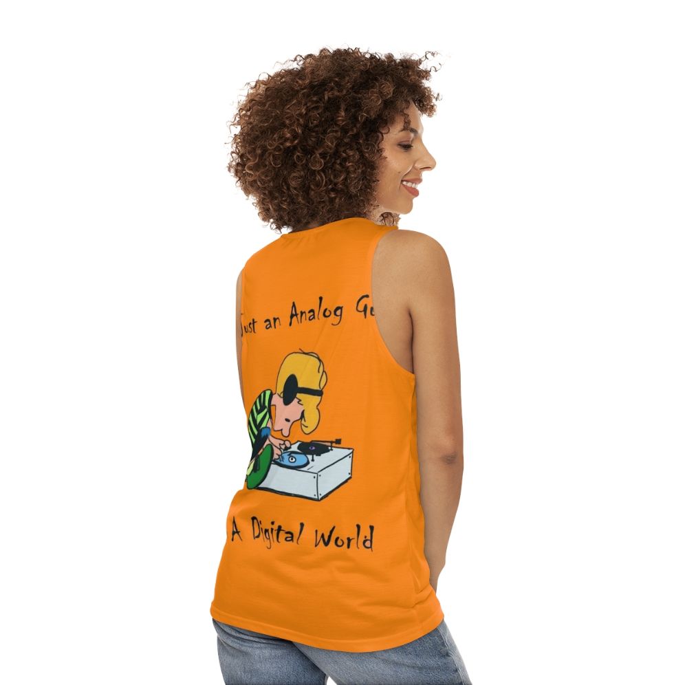 Unisex "An Analog Guy In A Digital World" Tank Top - women back