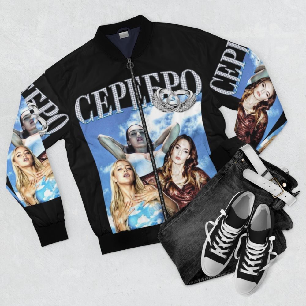 Serebro Bomber Jacket featuring the popular Russian music group - Flat lay