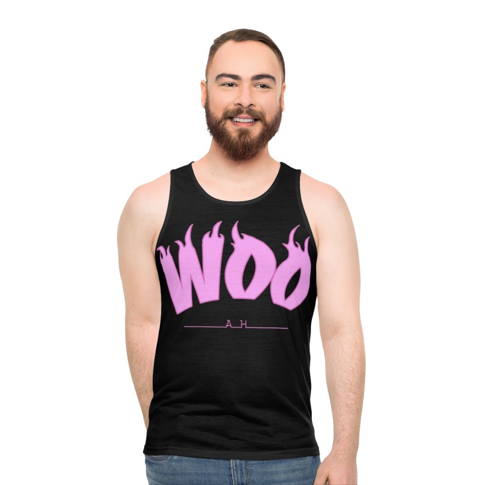 Unisex tank top with music-inspired pop art design - men