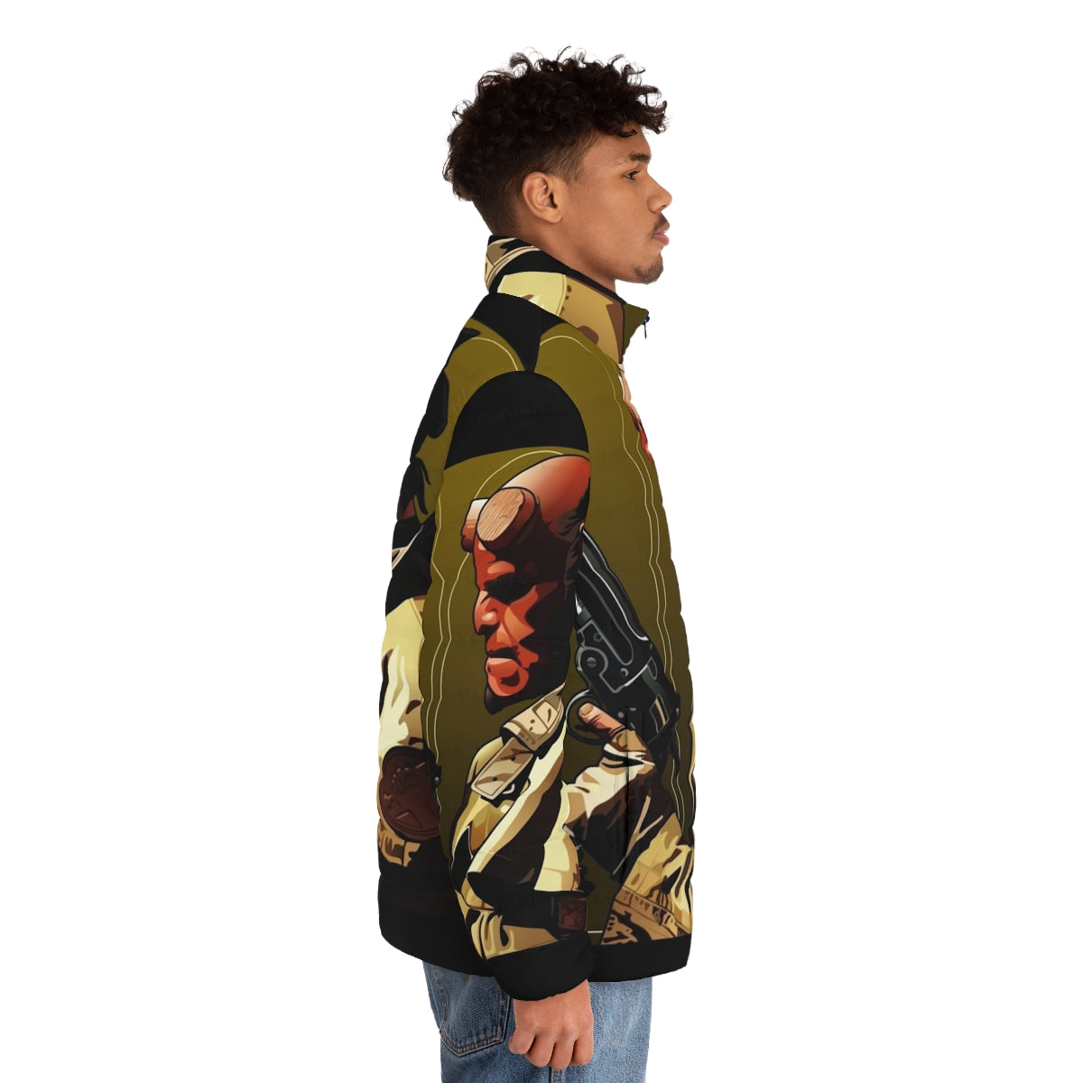 Hellboy Puffer Jacket featuring the iconic comic book character - men side right