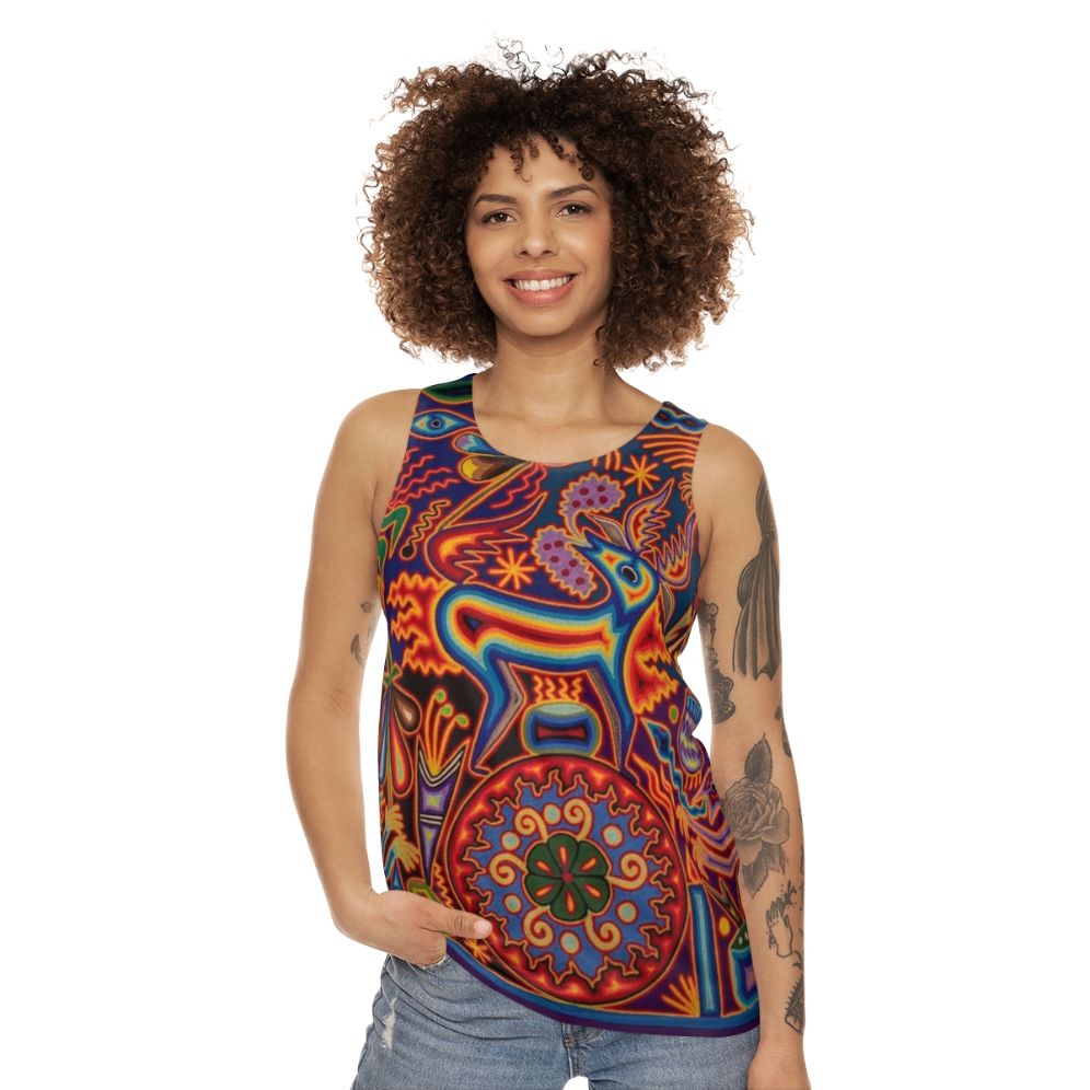 Huichol Unisex Mexican Skull Tank Top - women