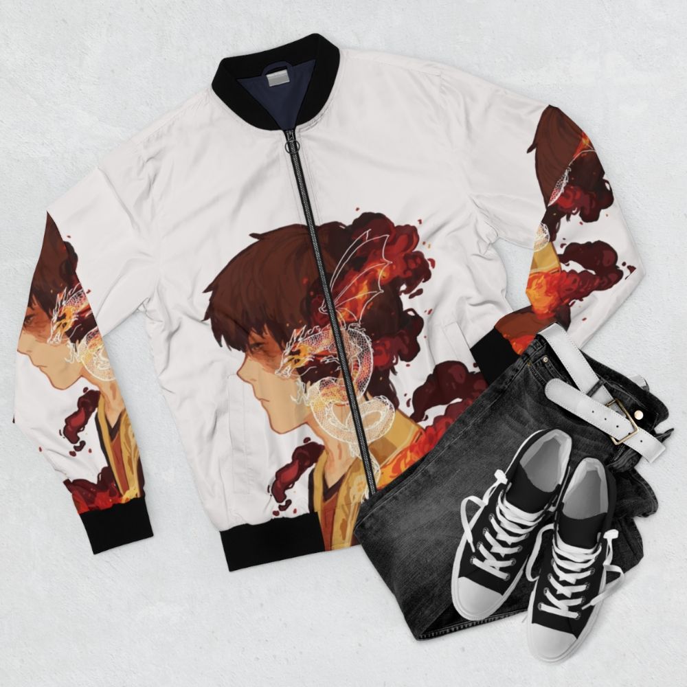 Zuko Firebender Bomber Jacket from Avatar the Last Airbender - Flat lay