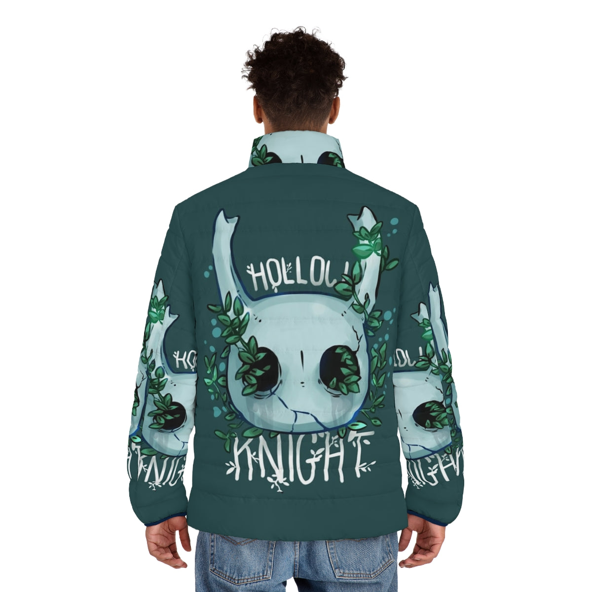 Hollow Knight Puffer Jacket with Iconic Videogame Artwork - men back