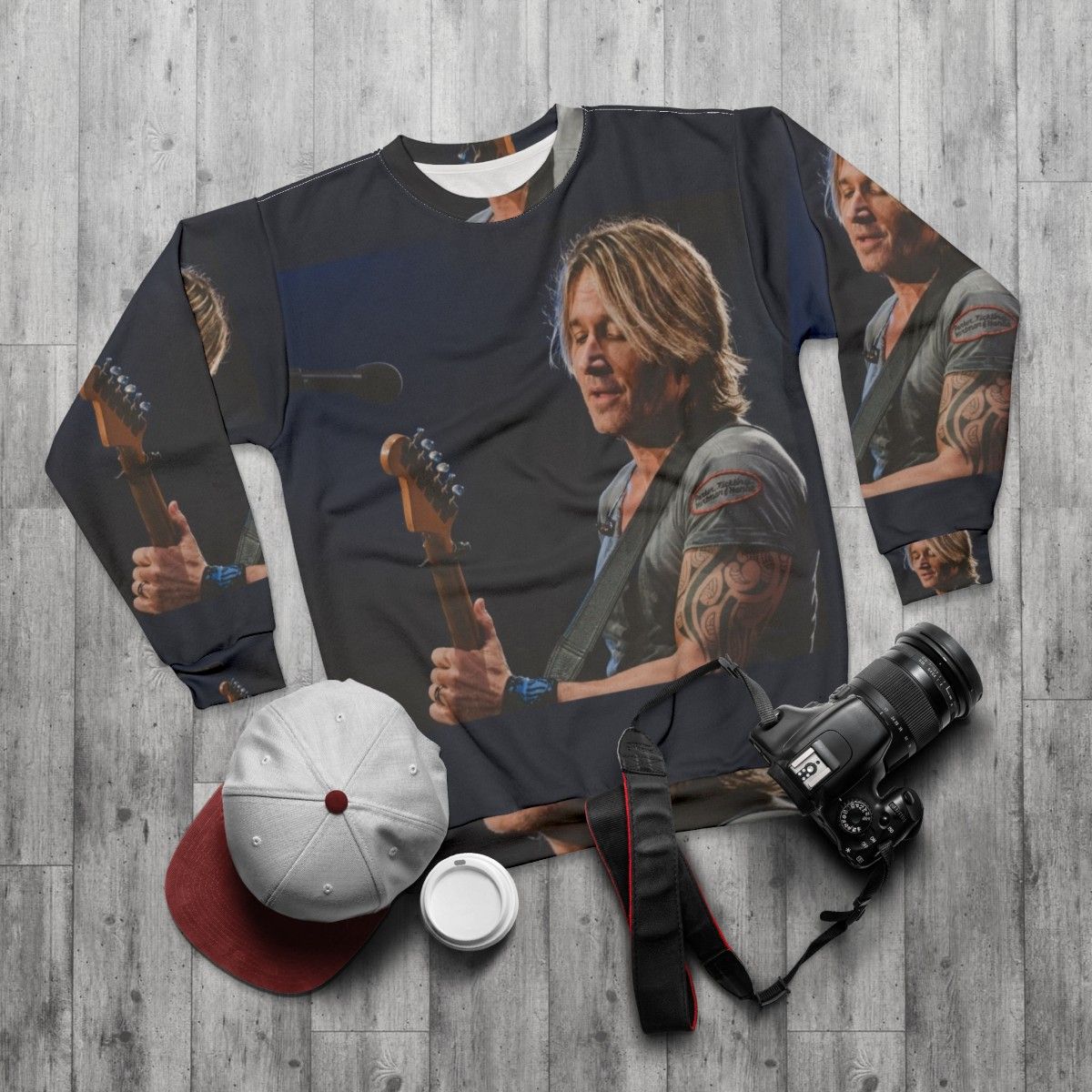 Keith Urban Concert Photograph Sweatshirt - flat lay